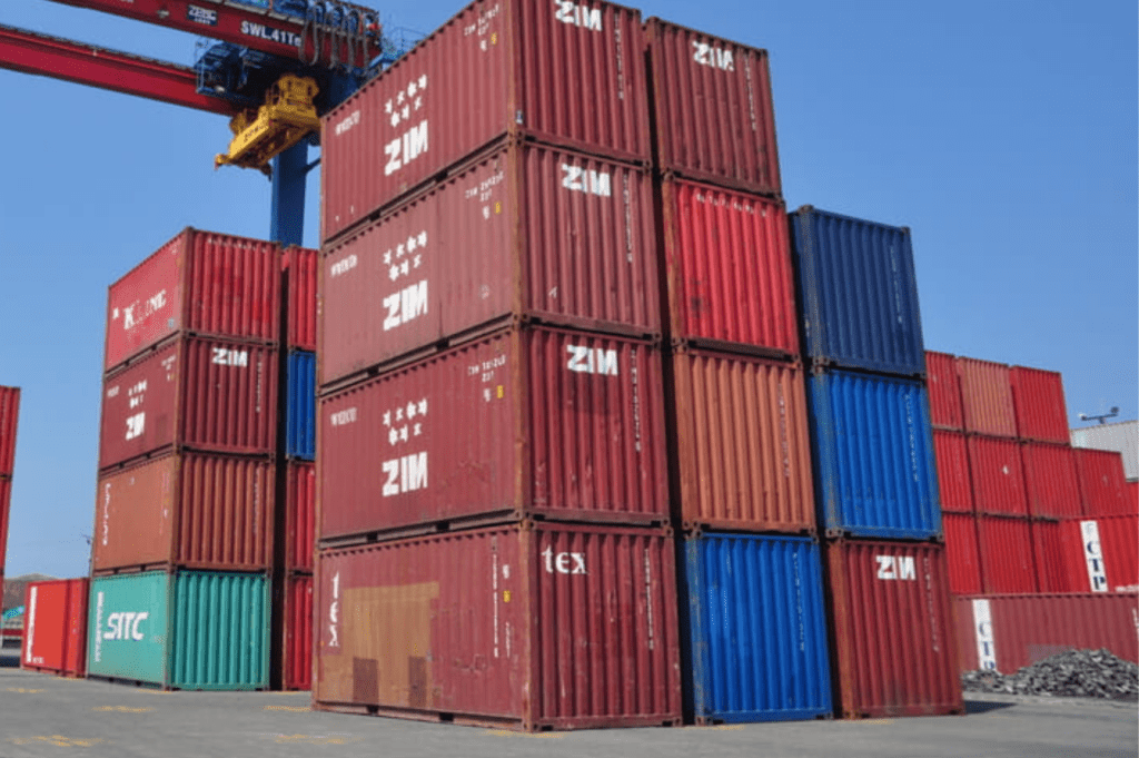 Port container truck preparing for drayage service at U.S. seaport terminal