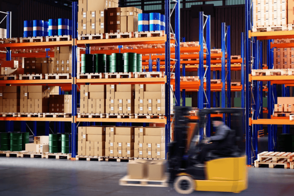 Spacious warehouse with organized pallet storage and efficient logistics operations in Kansas City, MO.