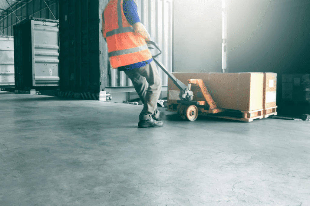 Freight pallets being transferred during cross-docking services in New Orleans Louisiana