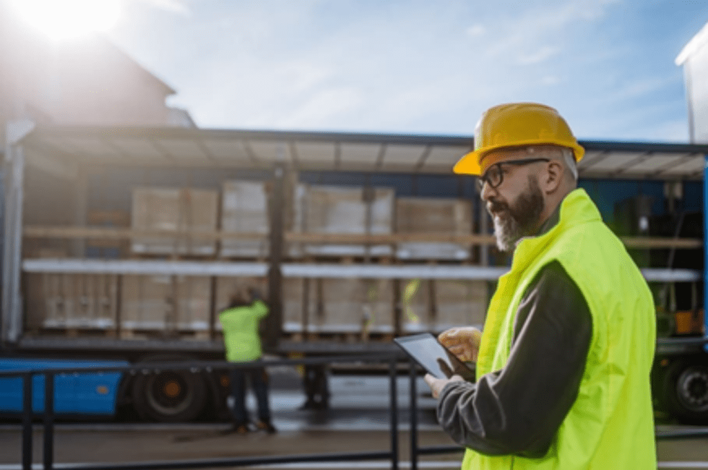 Warehouse worker managing freight transfers at a Memphis cross dock facility.
