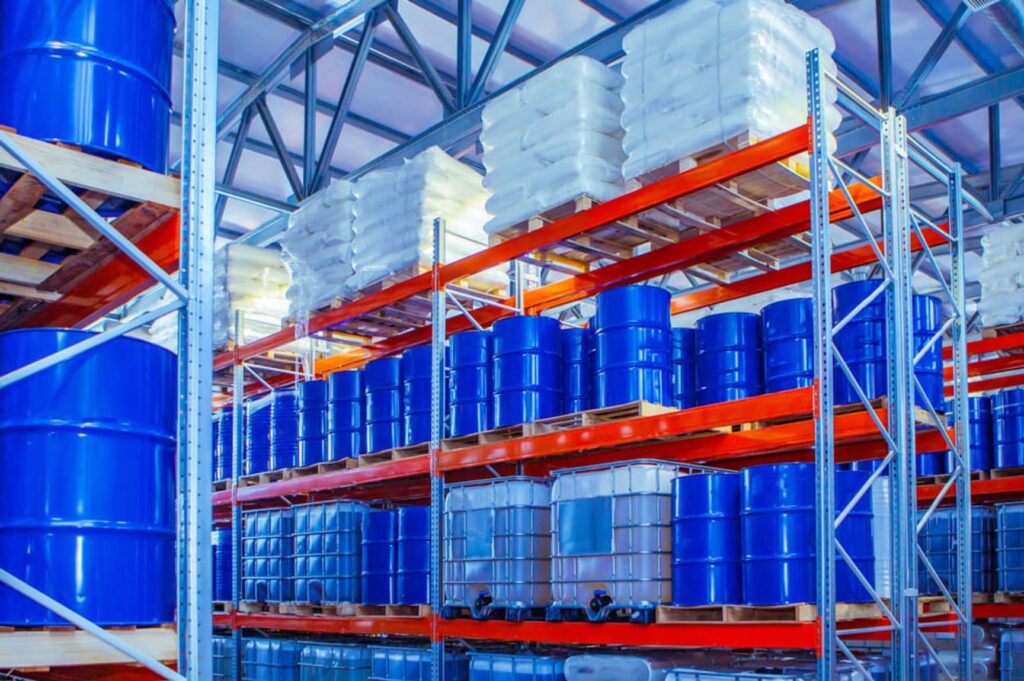 Hazardous materials stored in a US temperature-controlled warehouse for safety and compliance
