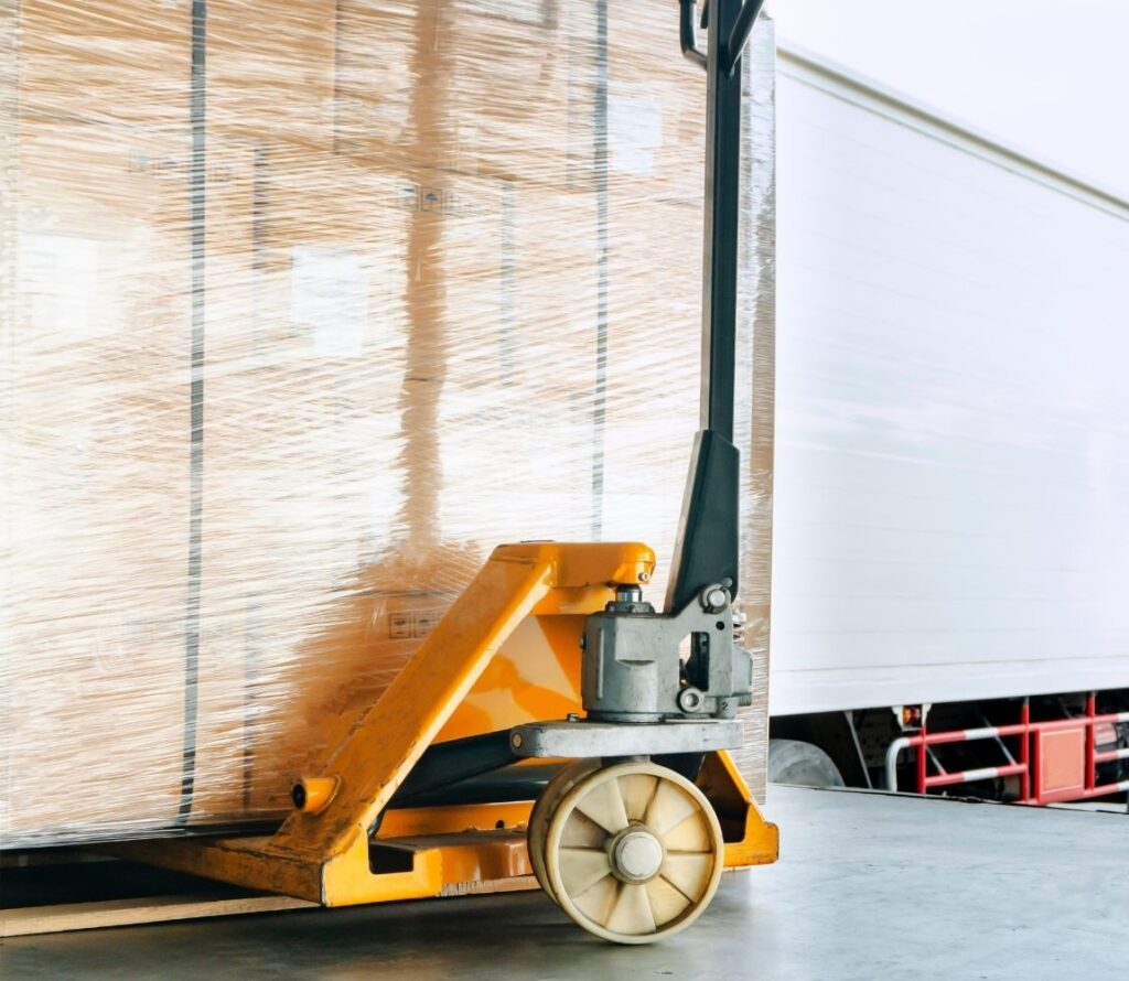 Restacked pallets ready for delivery at Regina facility