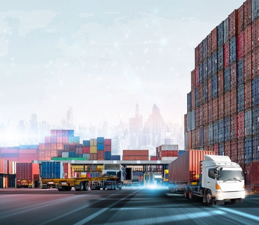 Drayage truck at Nuevo Laredo international bridge