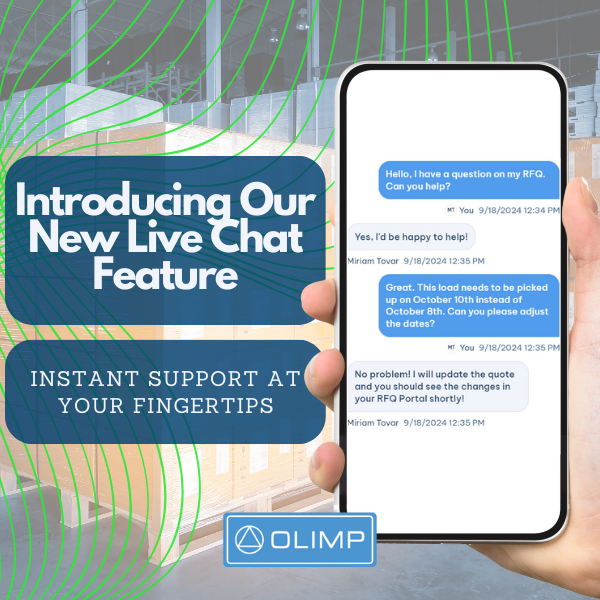 Live Chat feature on RFQ Portal for instant support and seamless warehouse bookings
