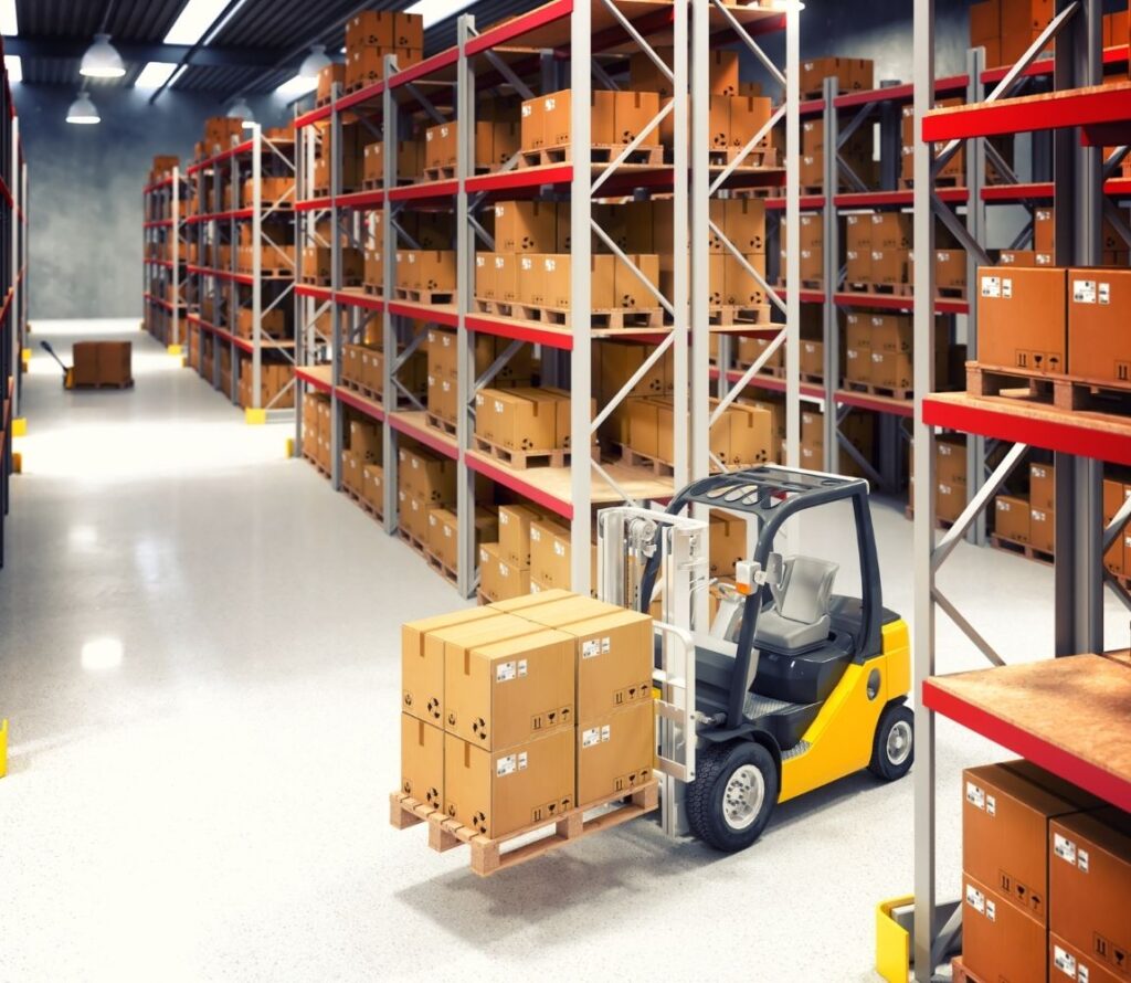 Organized warehouse environment at OLIMP Warehousing's secure storage facility in El Paso, ready for logistics operations.
