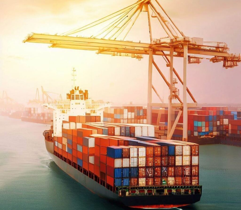 Drayage truck leaving OLIMP Hanover yard with loaded container