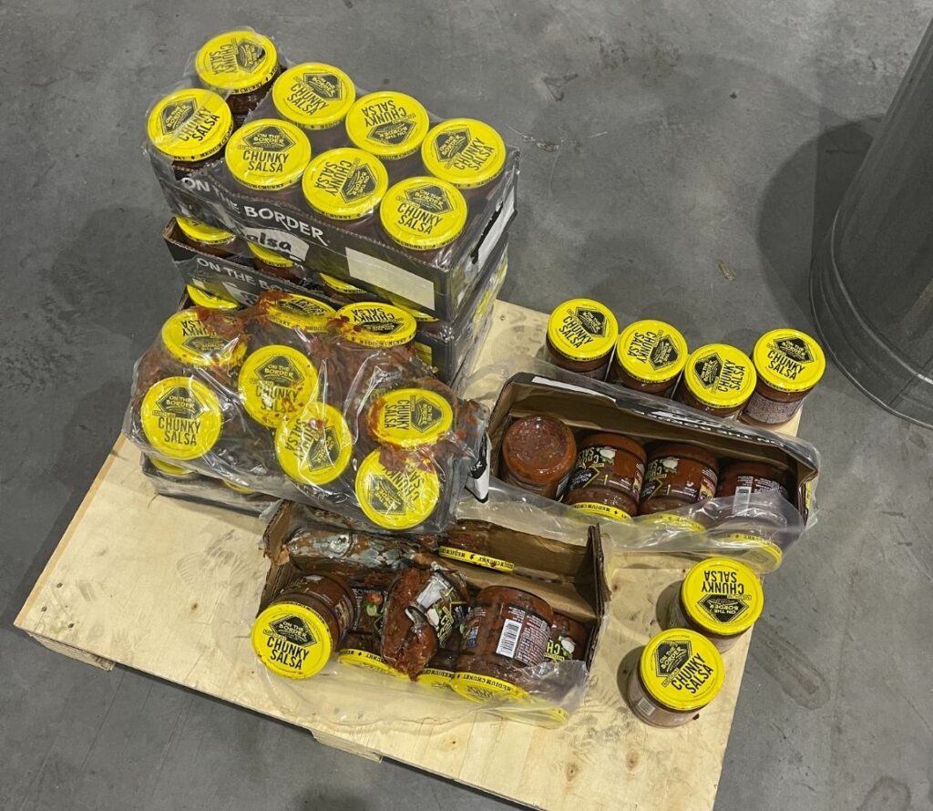 Pallet rework and freight repair services at OLIMP warehouse in York Pennsylvania.