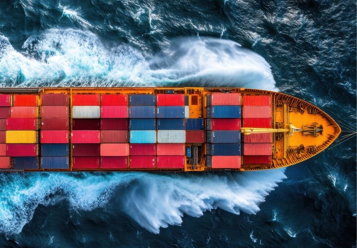 Modern freight shipping operations showing trucks, cargo containers, and logistics technology for businesses