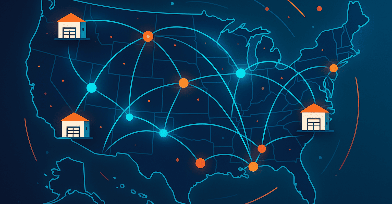 Nationwide warehousing network illustration