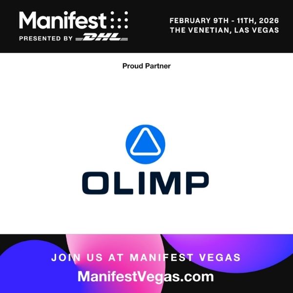 OLIMP Warehousing team exhibiting at Manifest 2026 in Las Vegas showcasing on-demand warehousing and OLIMP Link logistics demo