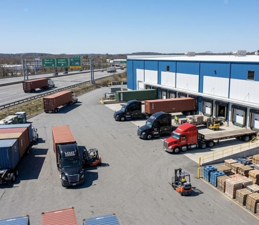 Drayage trucks and warehouse logistics operations in Methuen MA