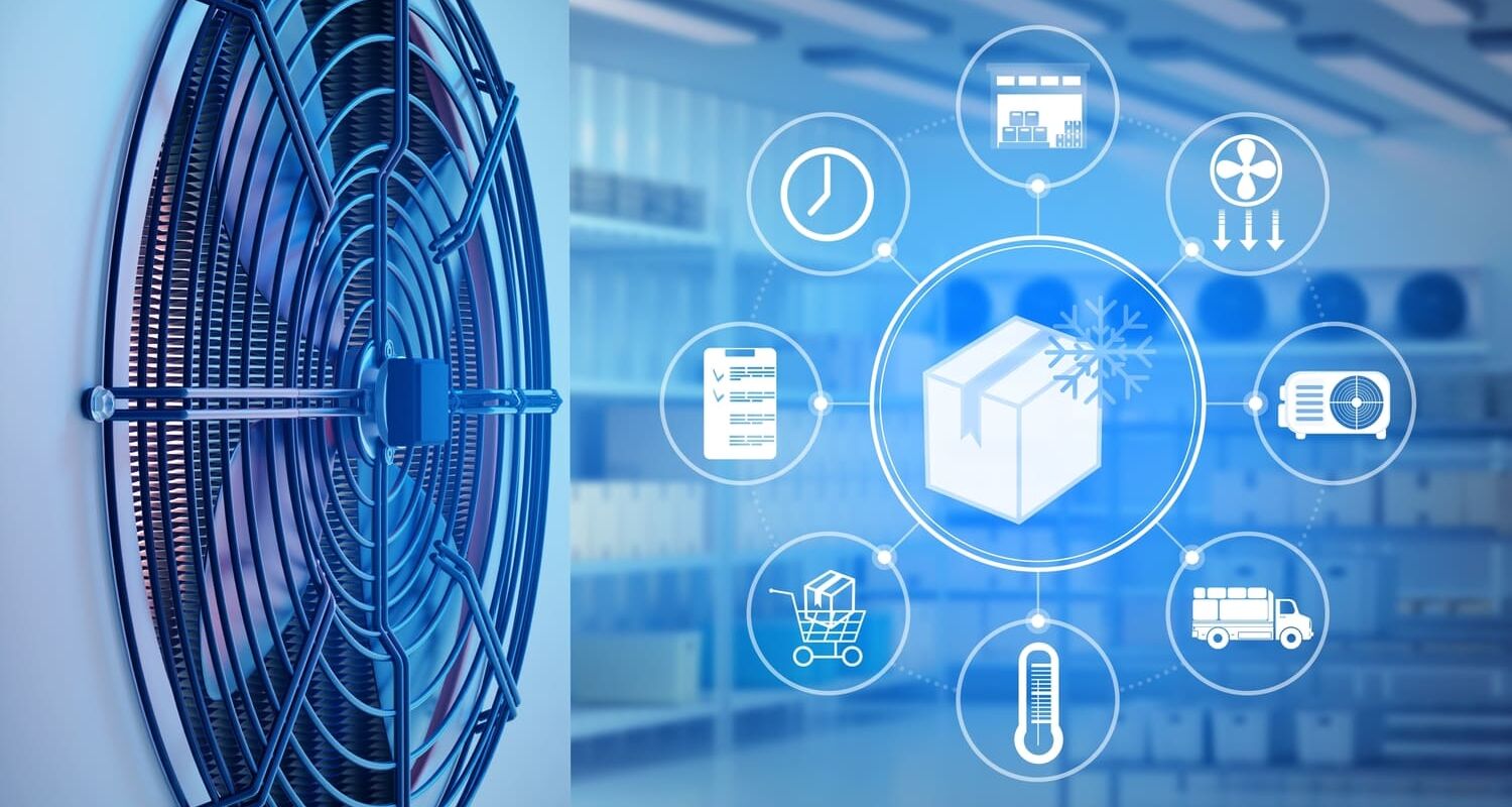 Cold chain logistics warehouse with temperature-controlled storage and monitoring systems