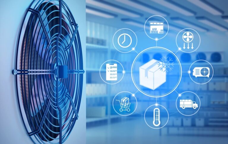 Cold chain logistics warehouse with temperature-controlled storage and monitoring systems