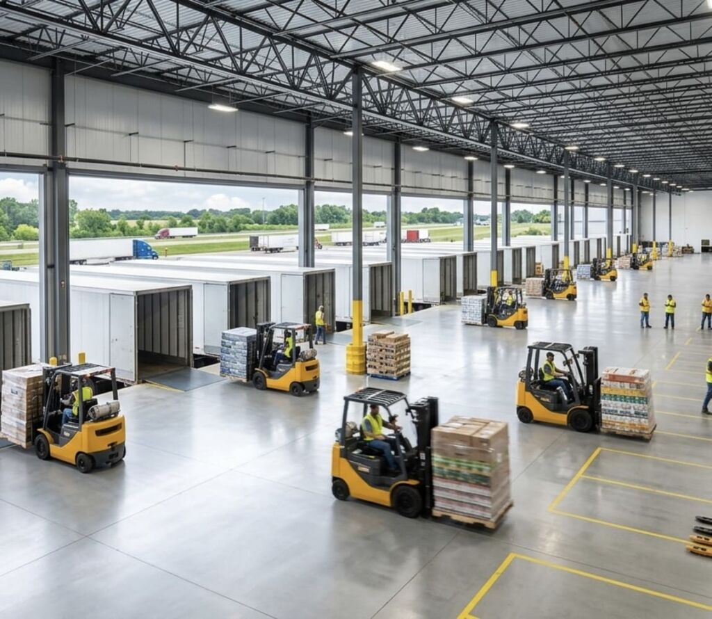 Cross docking facilities with trucks and logistics operations in Opelika, AL