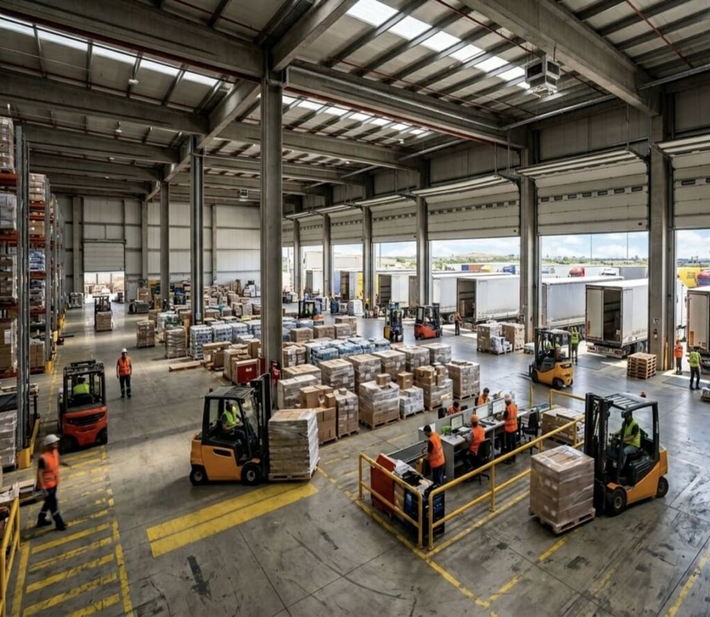 Cross docking facilities with trucks and logistics operations in Tomah, WI