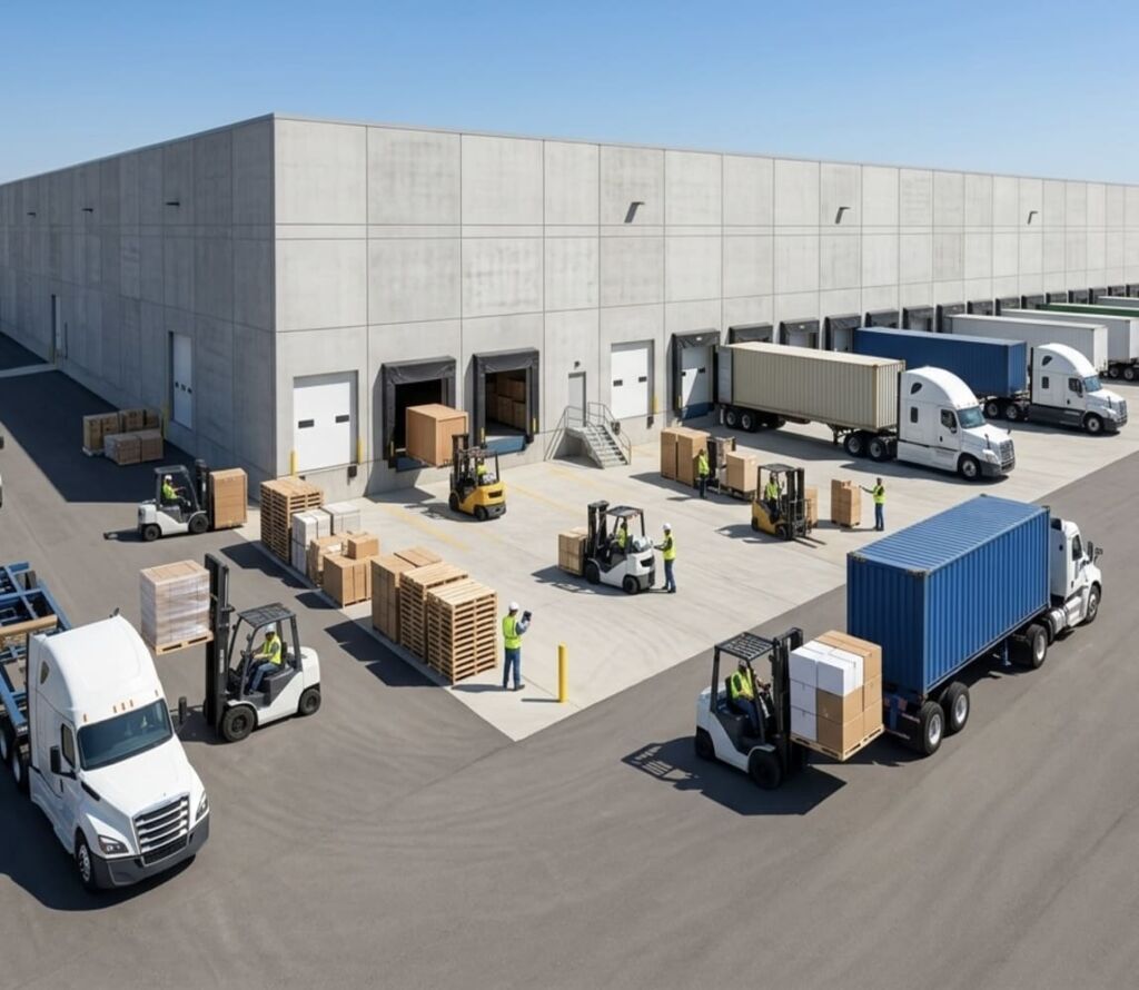 Drayage trucks and warehouse logistics operations in Lansing, MI