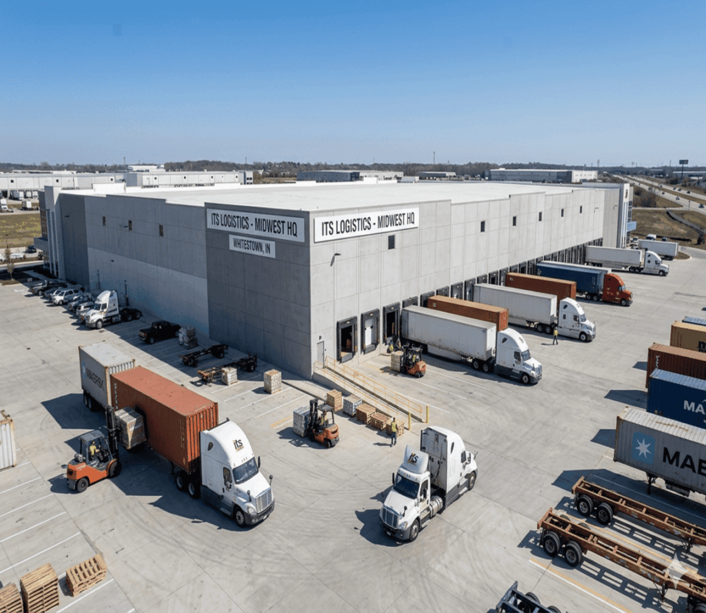 Drayage trucks and warehouse logistics operations in Whitestown, IN